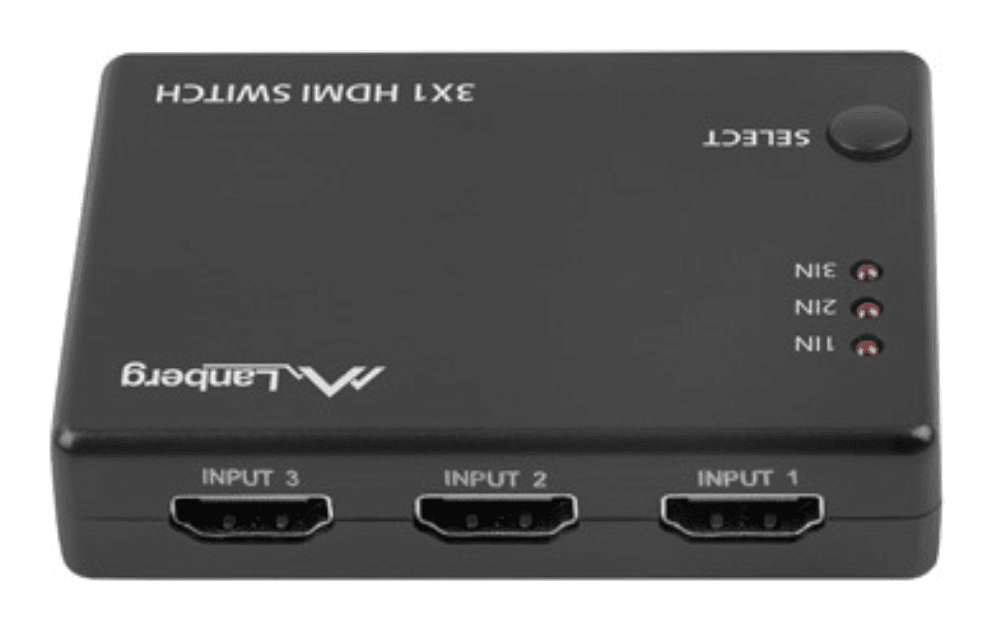 Switch de Video Lanberg 3xHDMI 1xMicroUsb con Control Remoto Negro