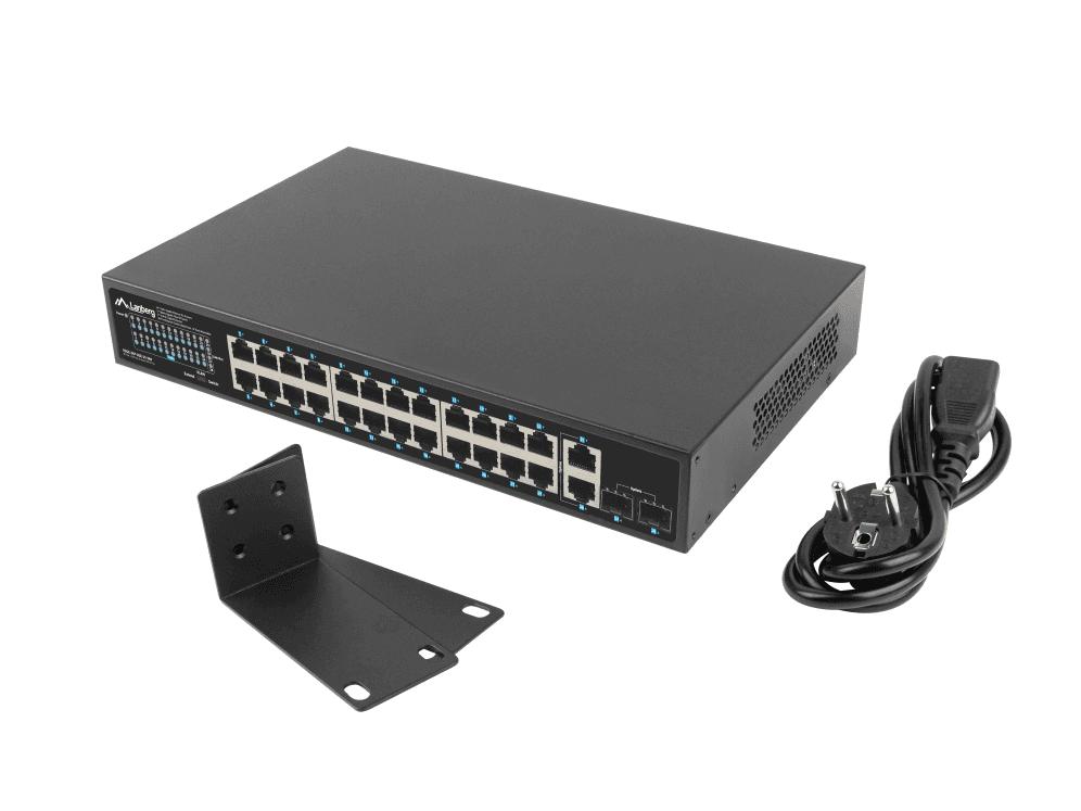 Switch Lanberg 24 Ptos 1GB POE+ 2x SFP 2x Gbit Ethernet 360W Rack 19" — imagen 1