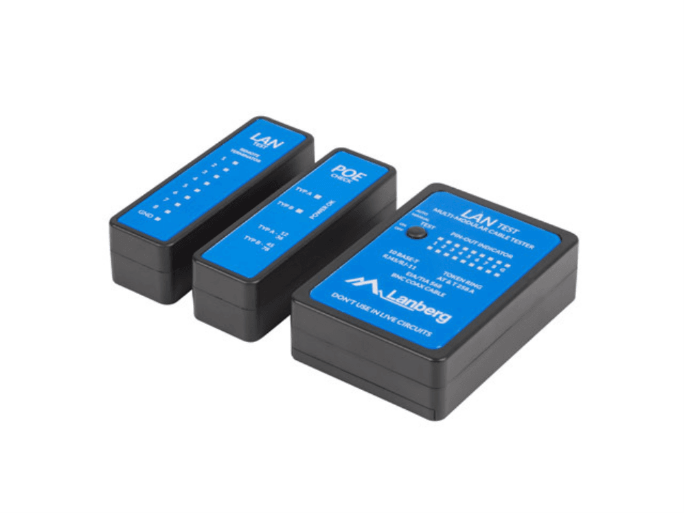 Tester Lanberg PoE para Cable RJ45 RJ12 RJ11 y Coaxial NT-0404