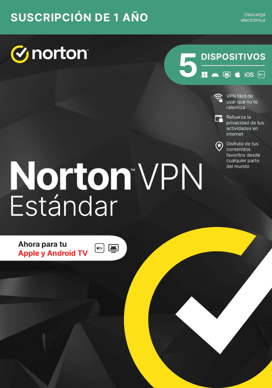 VPN Norton Standard 1 Usuario 5 Dispositivos 1 Año